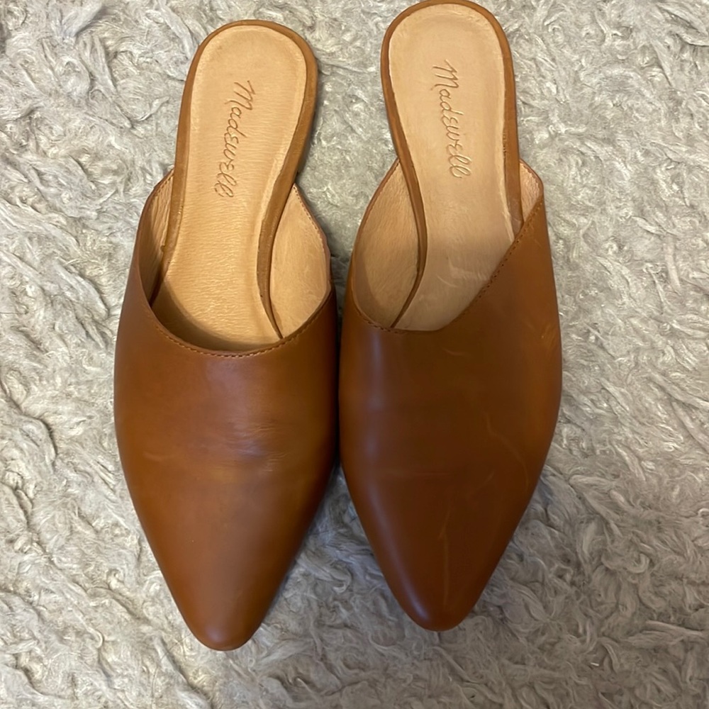 Flat mules in leather from madewell